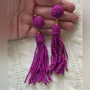 Purple Beaded Dangle Earrings